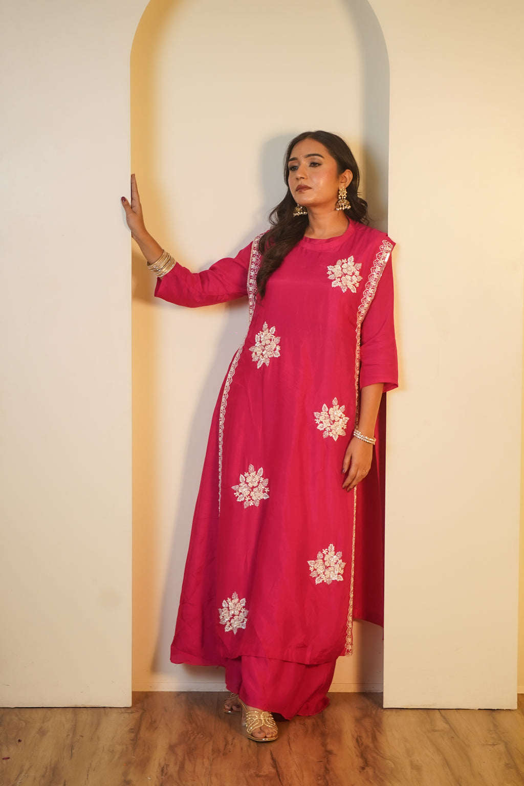 GULRANI HANDWORK SILK PALAZZO SET