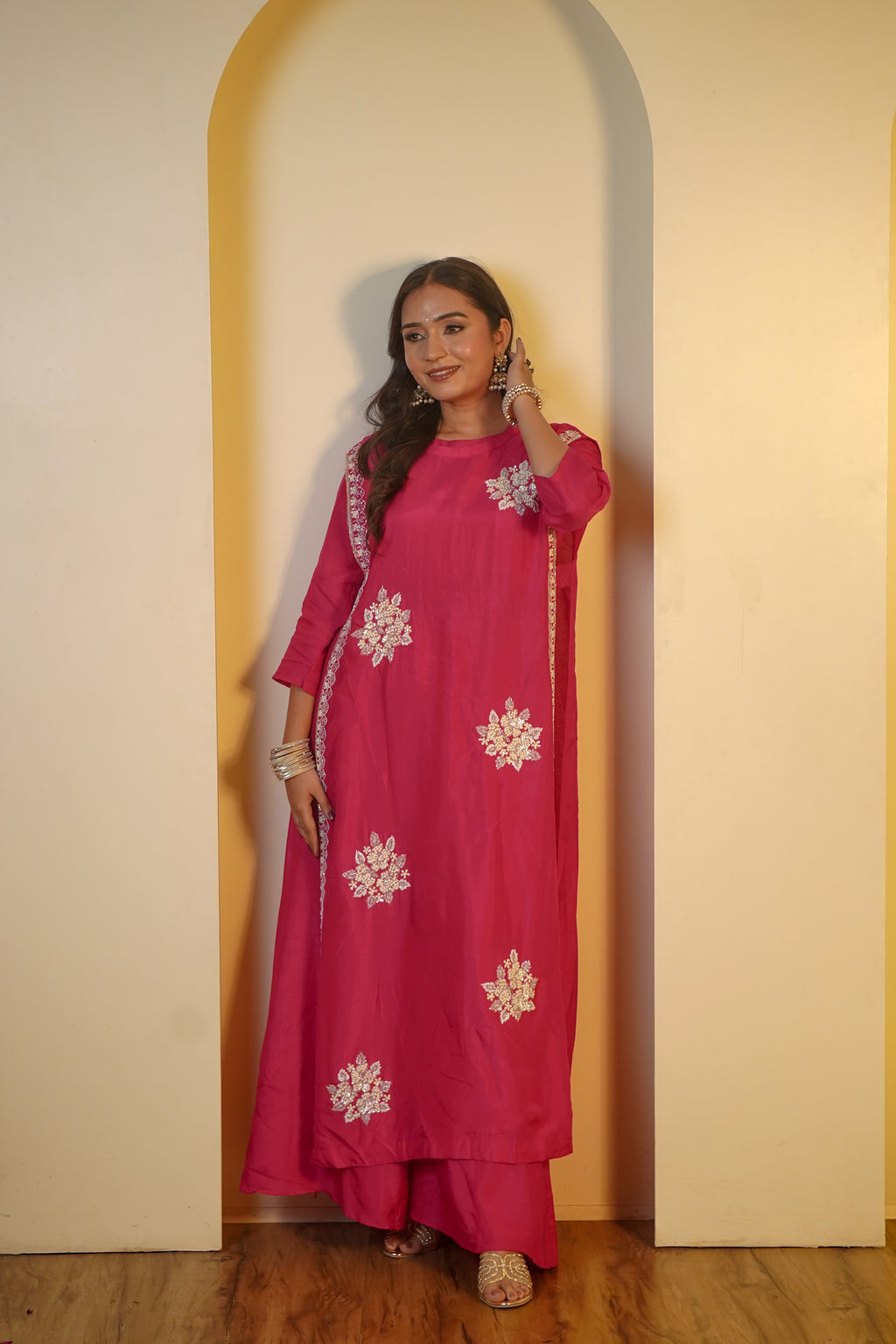 GULRANI HANDWORK SILK PALAZZO SET