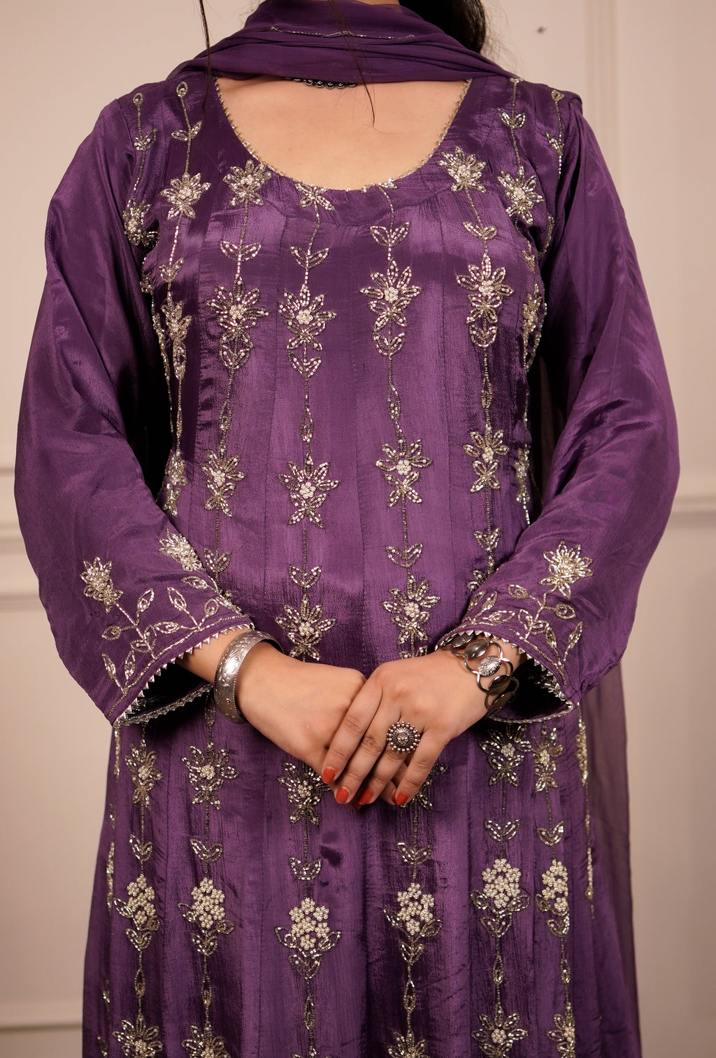 Satin grace Anarkali set