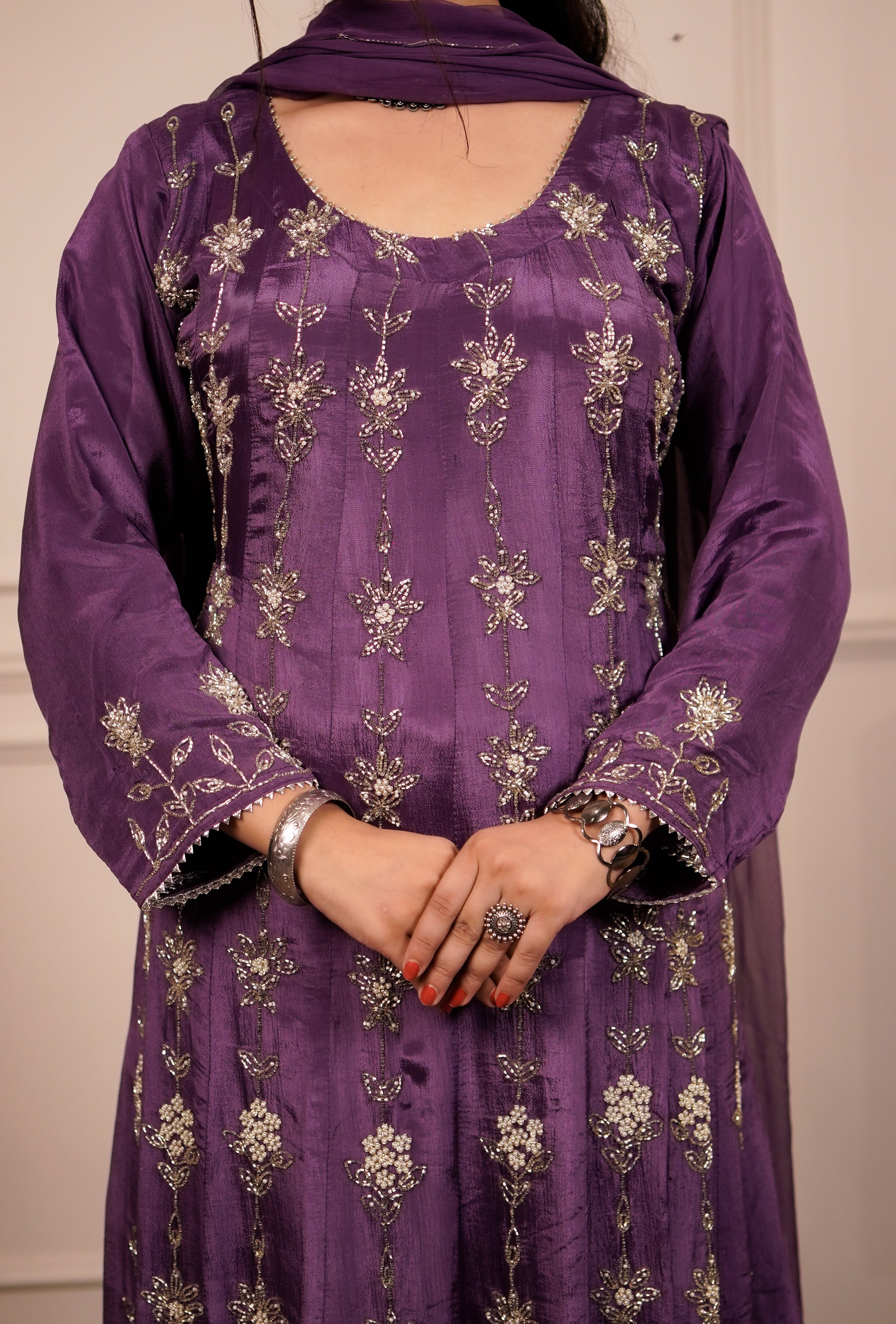 Satin grace Anarkali set