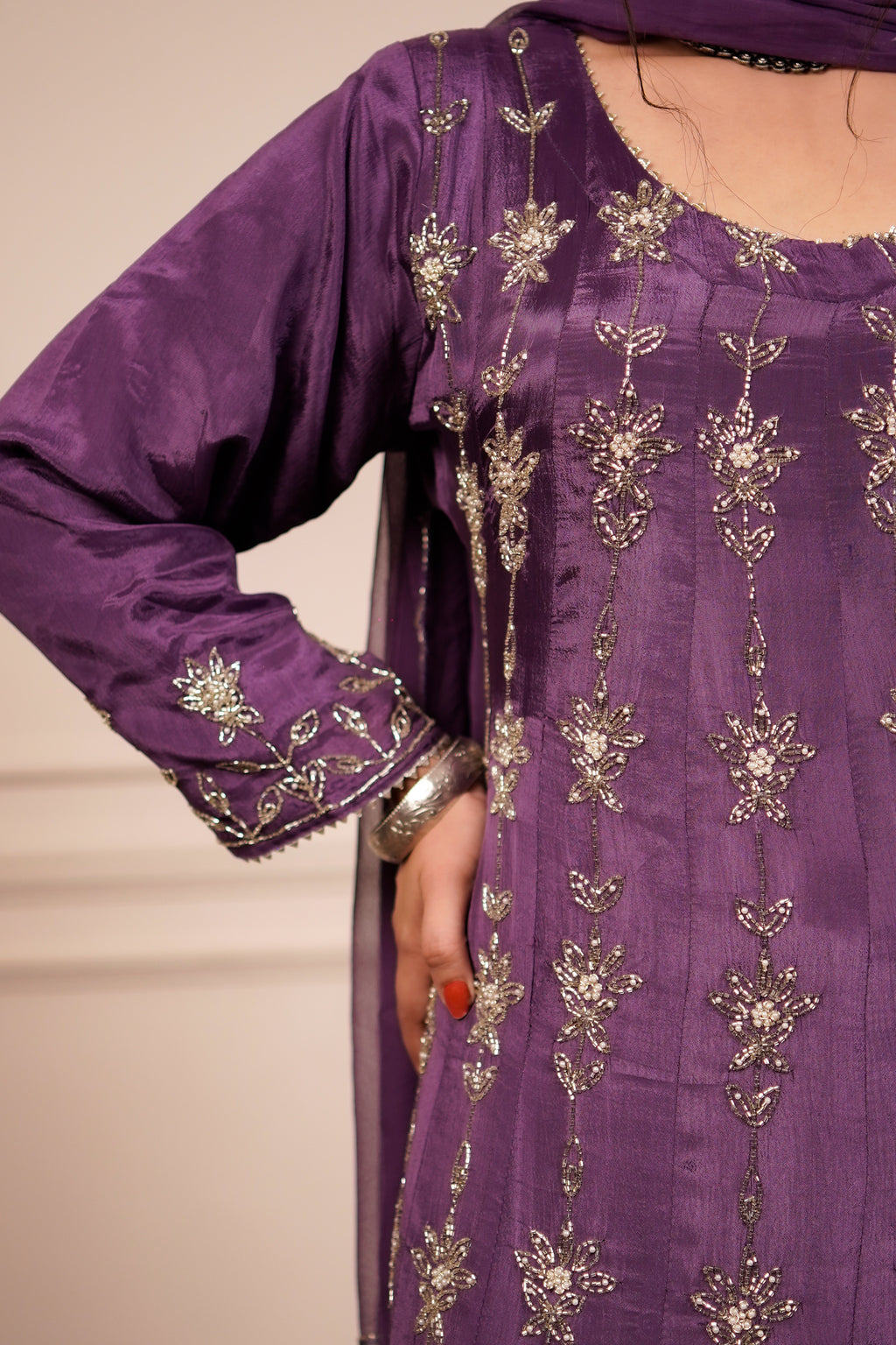 Satin grace Anarkali set