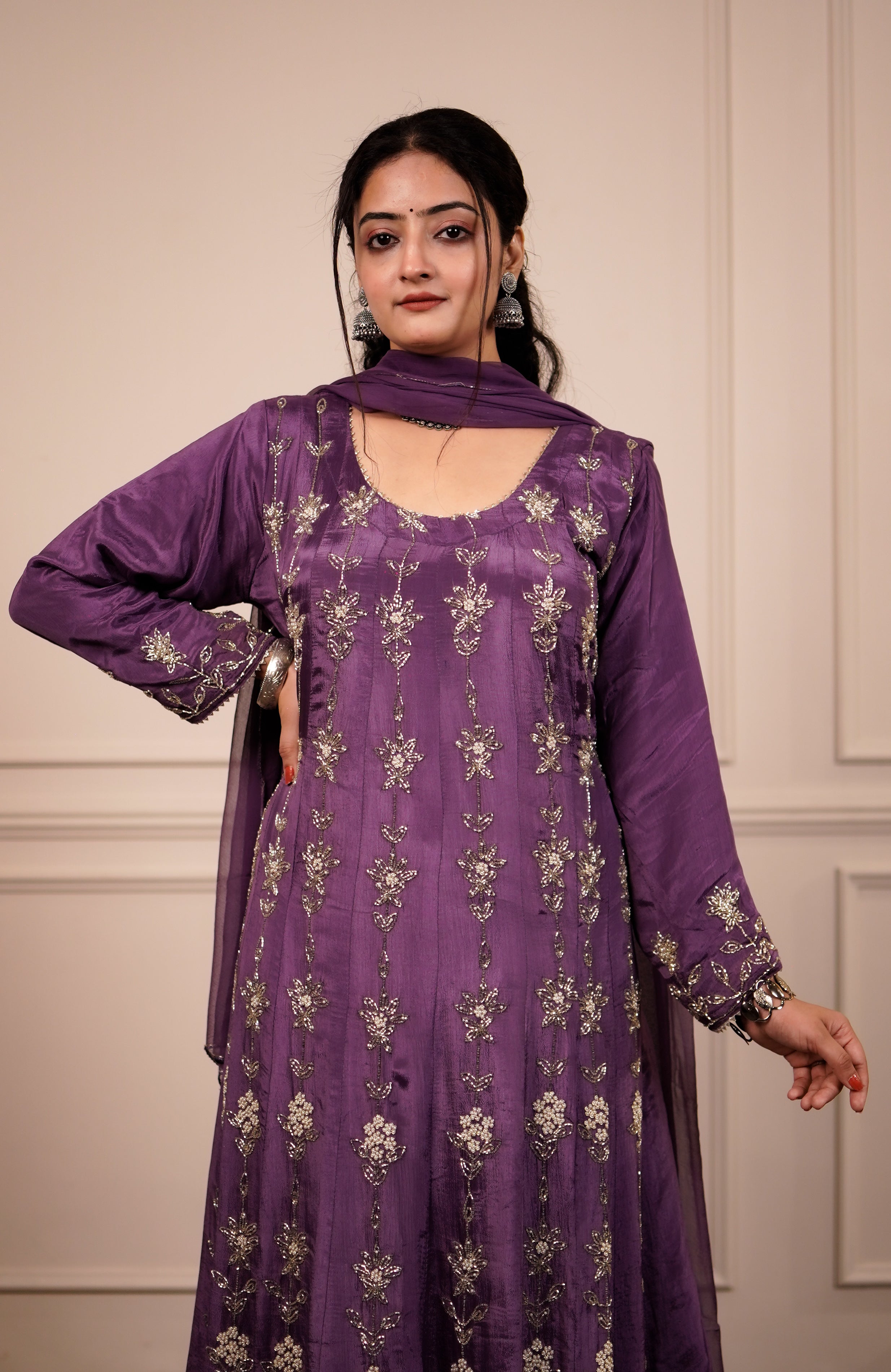 Satin grace Anarkali set