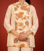 Ivory paisley embroidered coord set