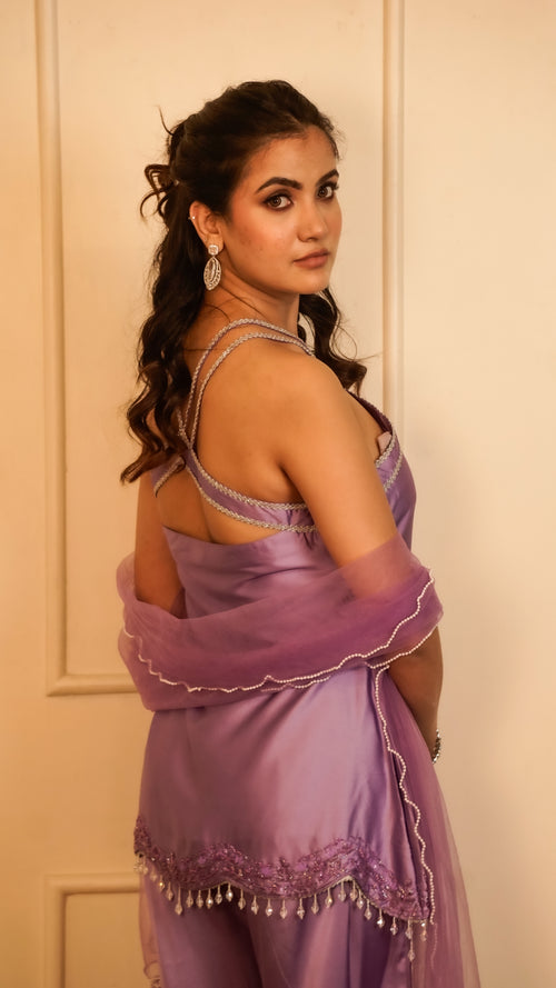 Adaah lilac handwork sharara set