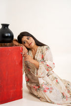 Gulnaar ivory floral mirror palazzo set