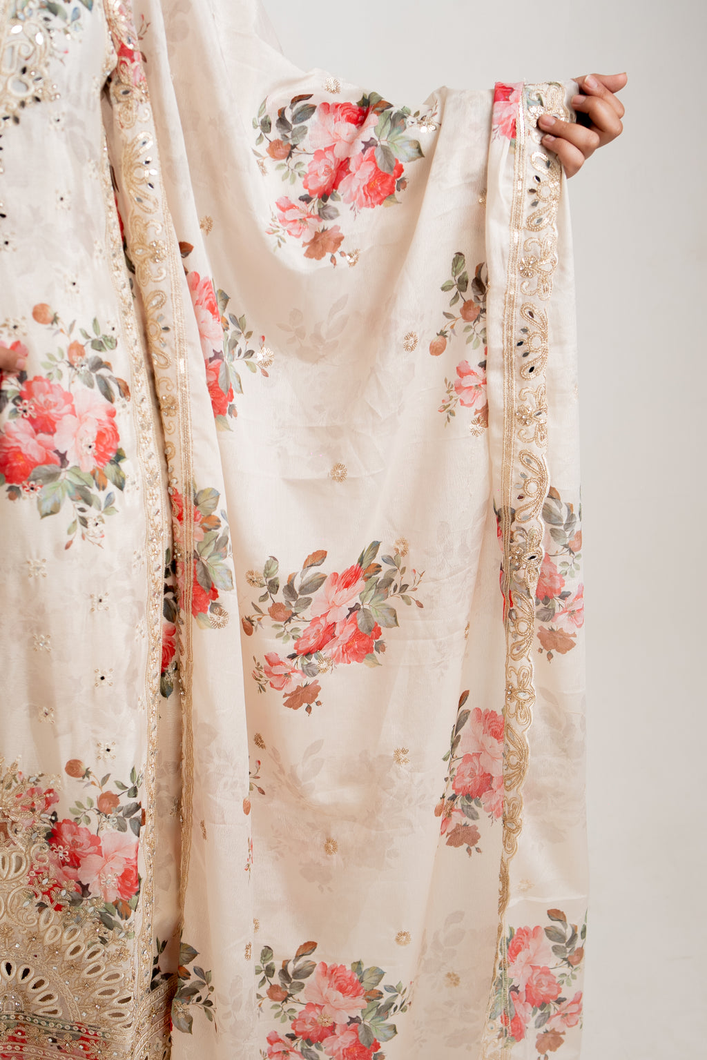 Gulnaar ivory floral mirror palazzo set