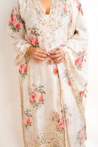 Gulnaar ivory floral mirror palazzo set