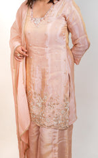 Blush pink pearl embroidered palazzo set