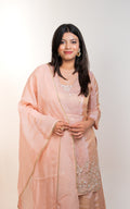 Blush pink pearl embroidered palazzo set