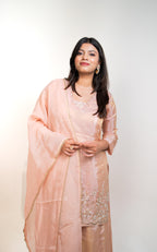 Blush pink pearl embroidered palazzo set
