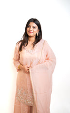 Blush pink pearl embroidered palazzo set