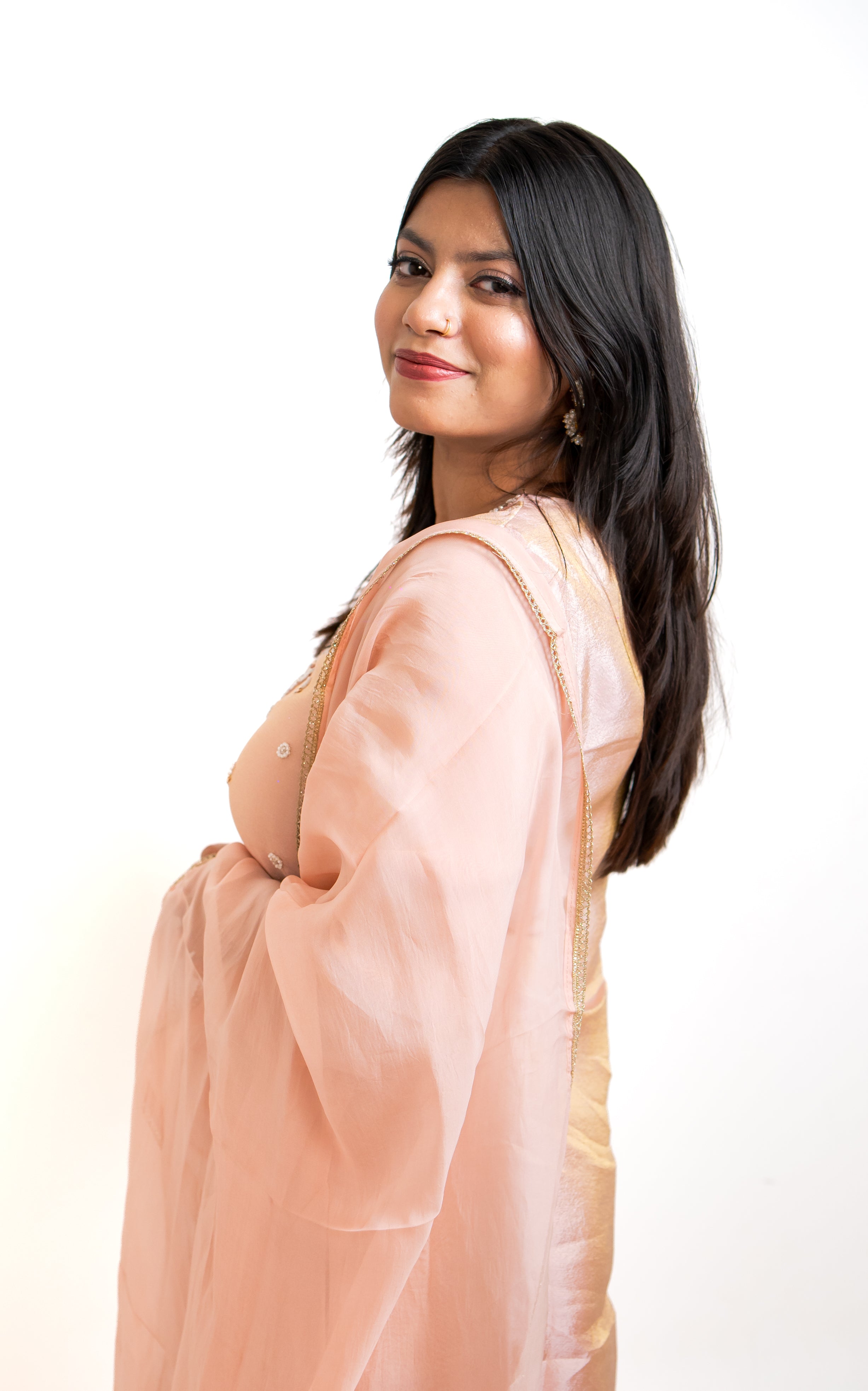 Blush pink pearl embroidered palazzo set