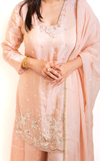 Blush pink pearl embroidered palazzo set