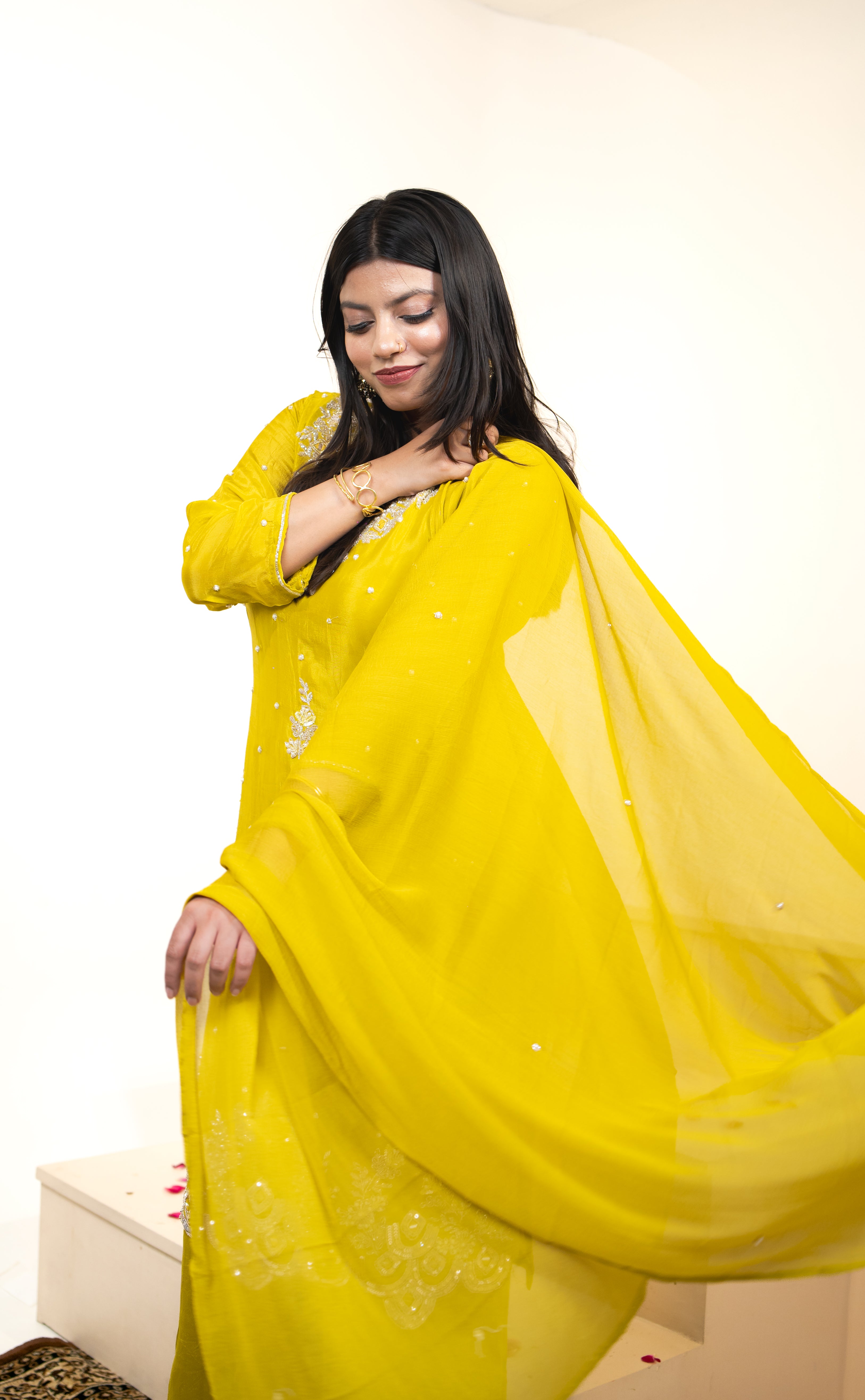 Mustard noorana embroidered palazzo set