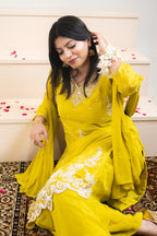 Mustard noorana embroidered palazzo set