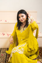 Mustard noorana embroidered palazzo set