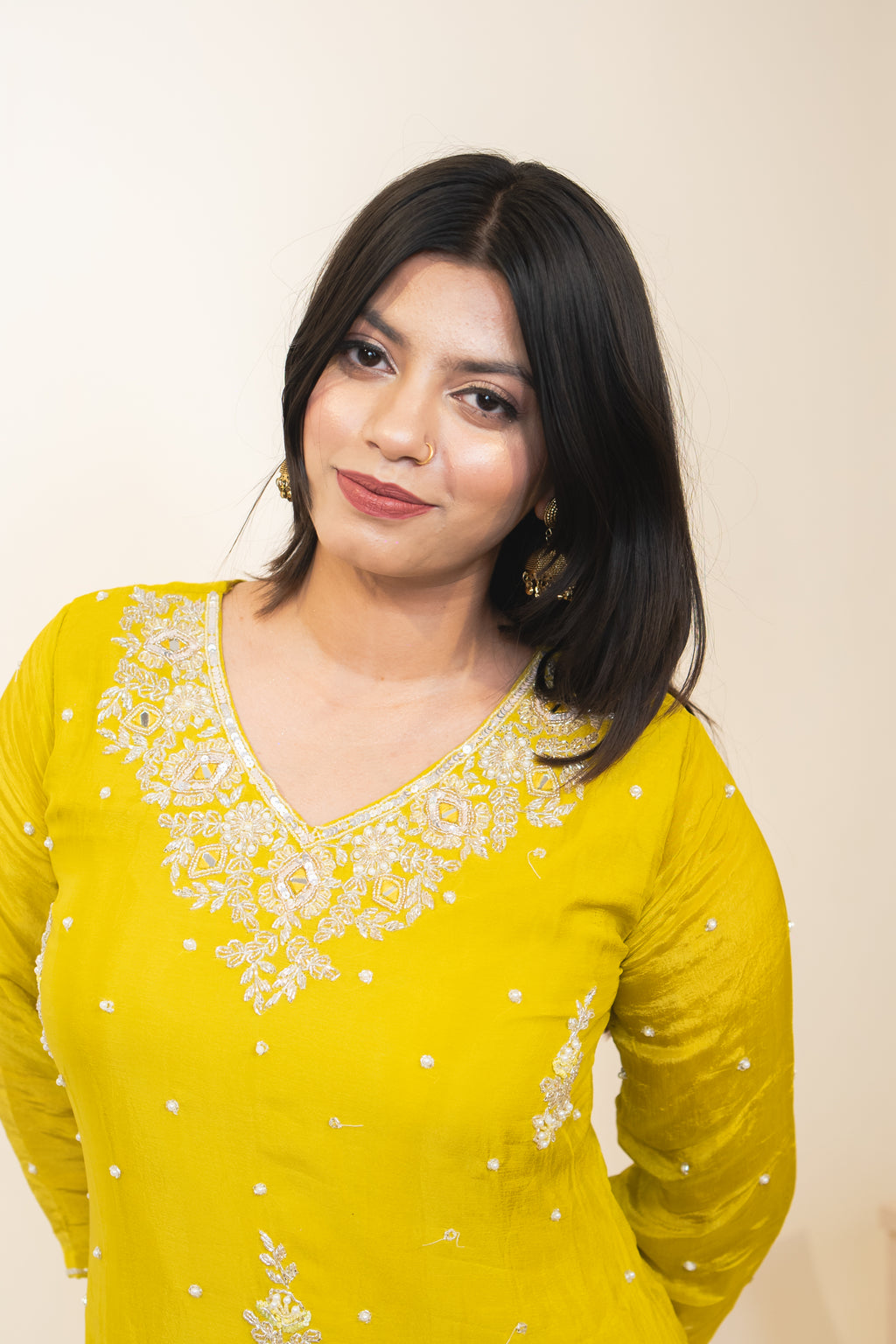 Mustard noorana embroidered palazzo set