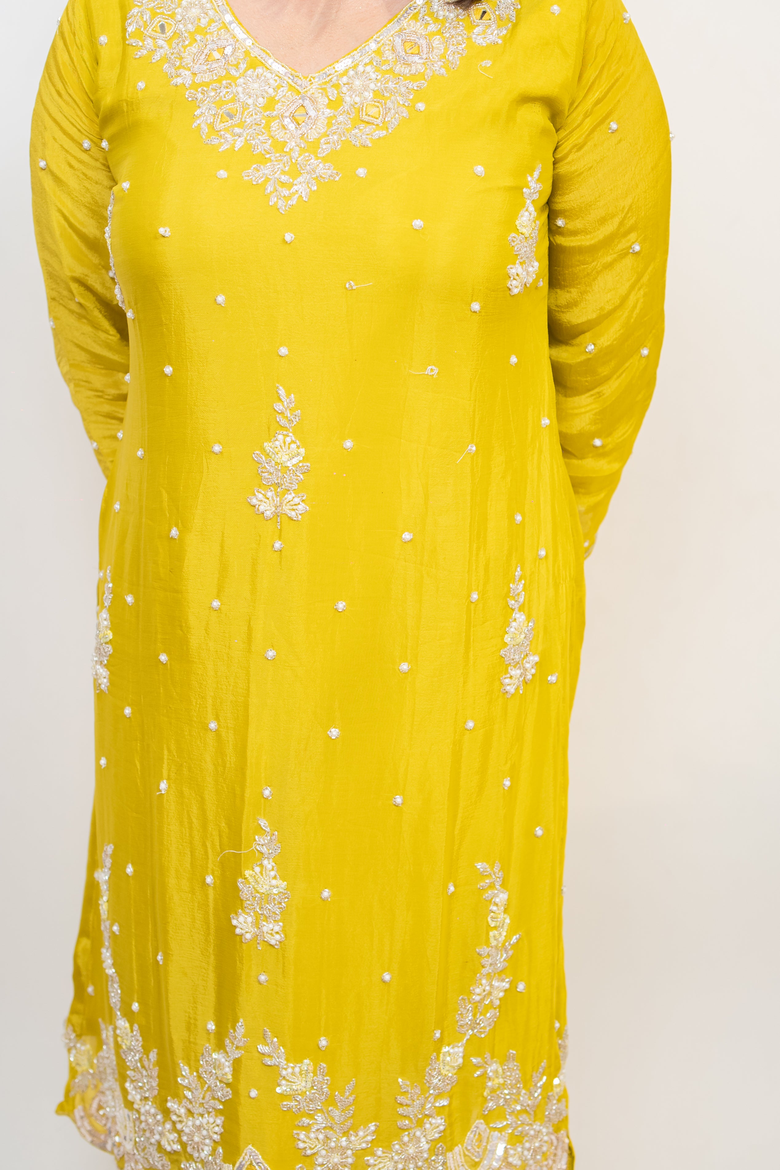 Mustard noorana embroidered palazzo set