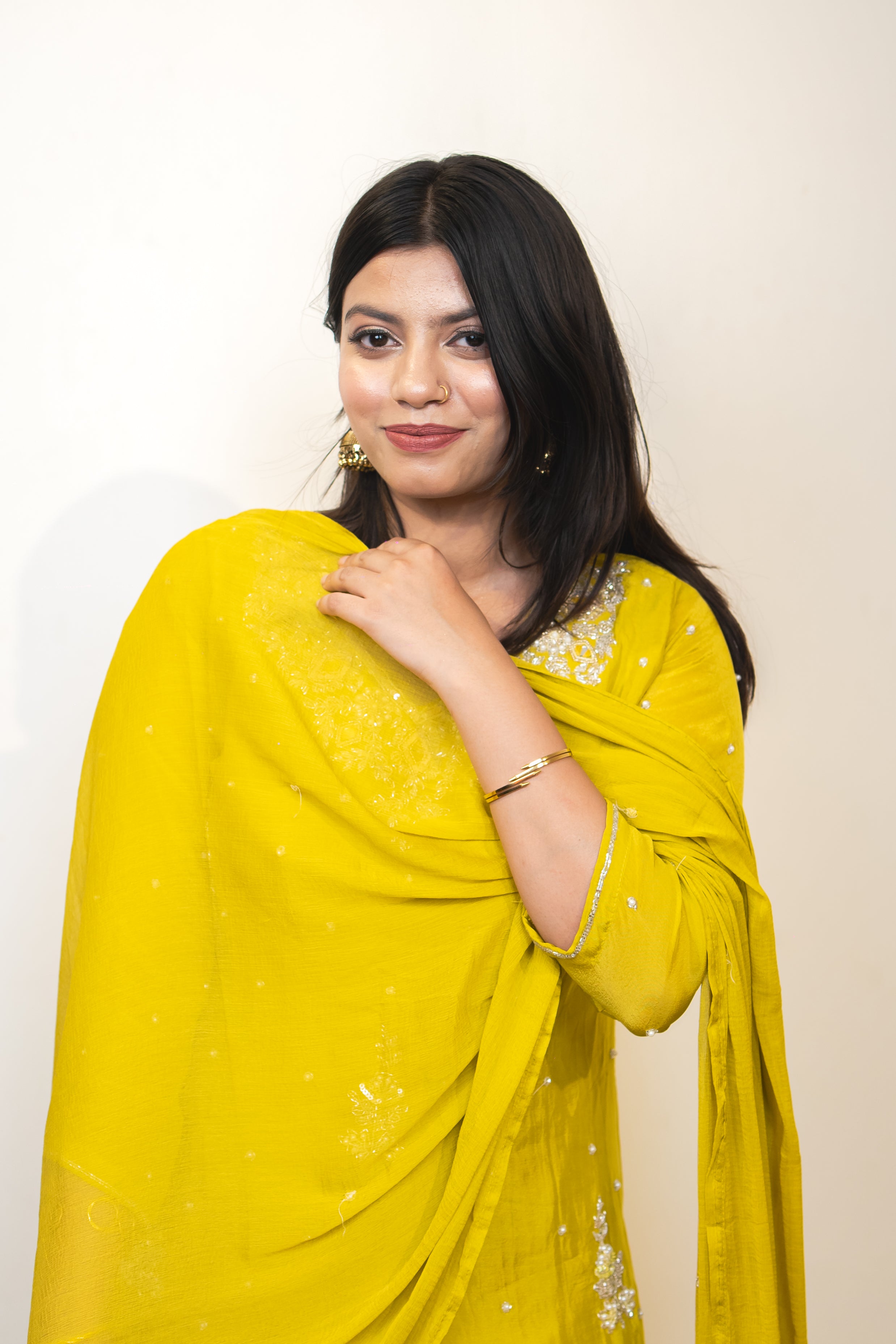 Mustard noorana embroidered palazzo set