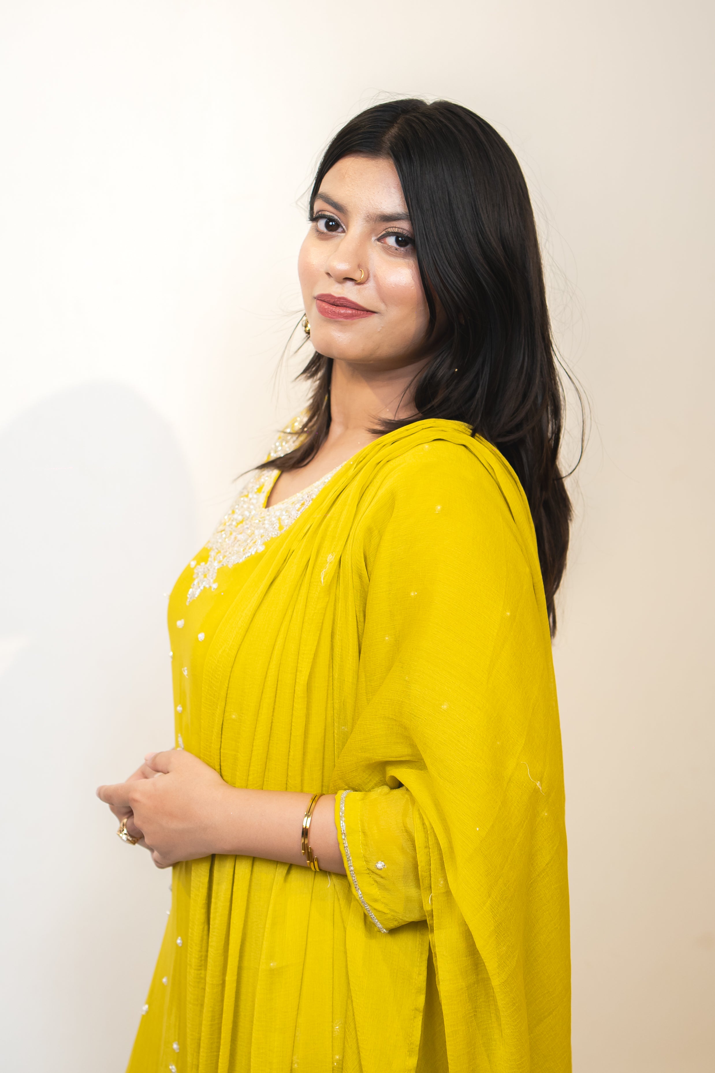 Mustard noorana embroidered palazzo set
