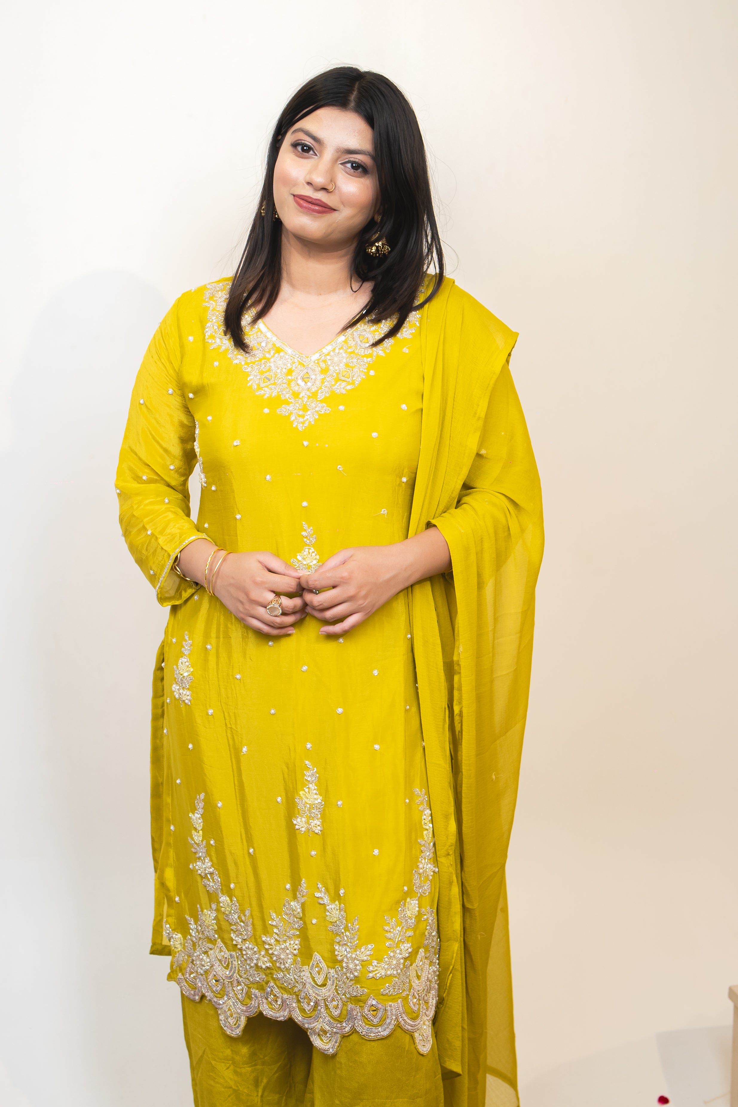 Mustard noorana embroidered palazzo set