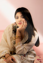 Cream peacock embroidered sharara set