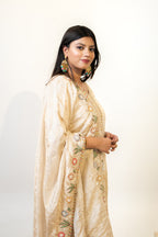 Cream peacock embroidered sharara set