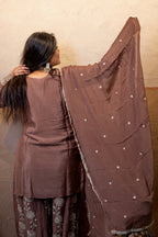 Mocha brown georgette umbrella cut palazzo set
