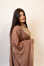Mocha brown georgette umbrella cut palazzo set
