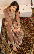 Mocha brown georgette umbrella cut palazzo set