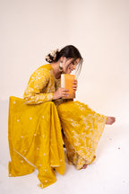 Mustard jaal embroidered Sharara set