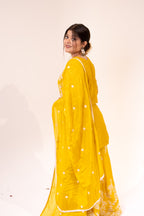 Mustard jaal embroidered Sharara set