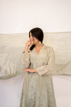 Sage green cut daana Anarkali set