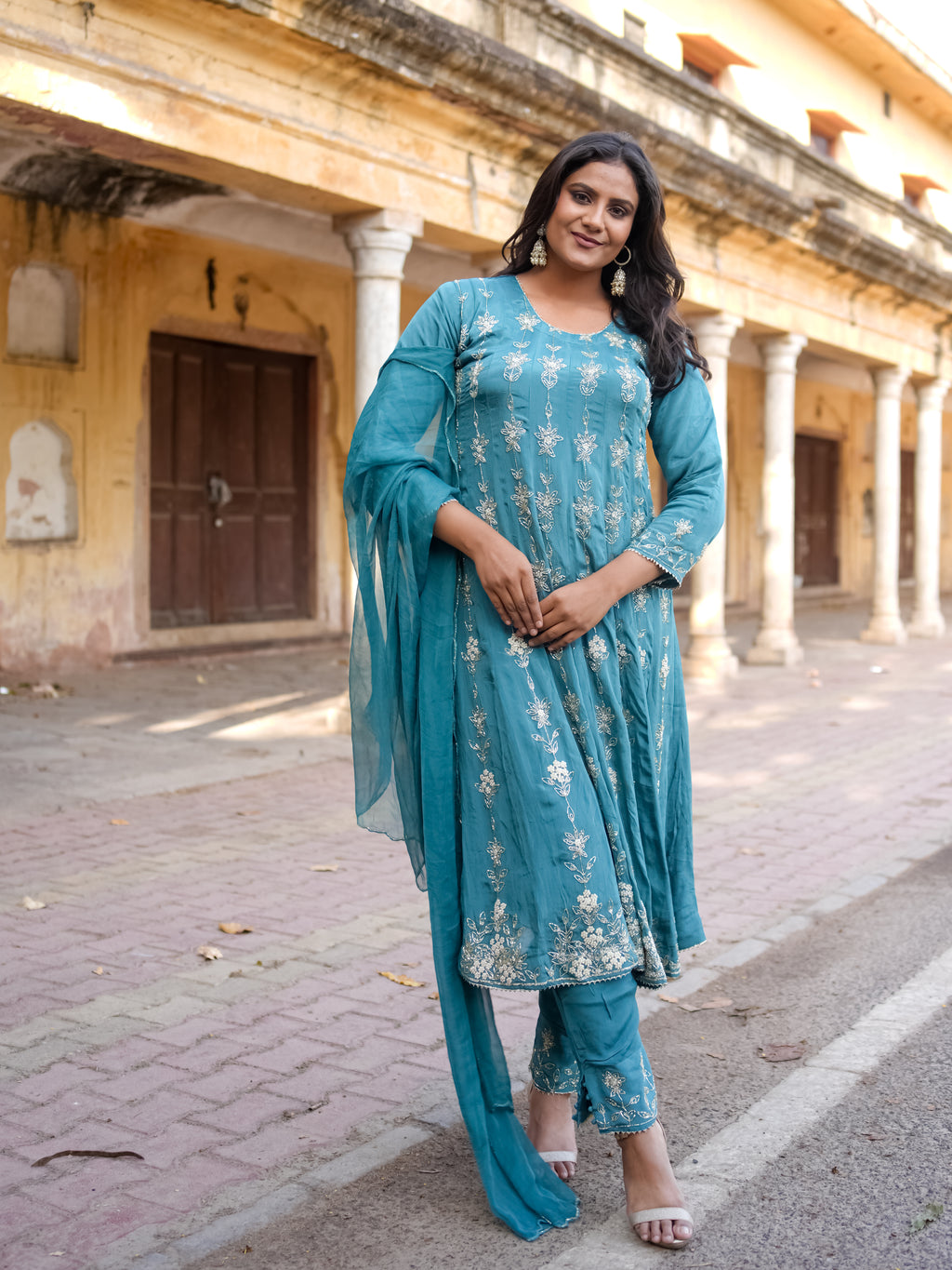Satin grace Anarkali set