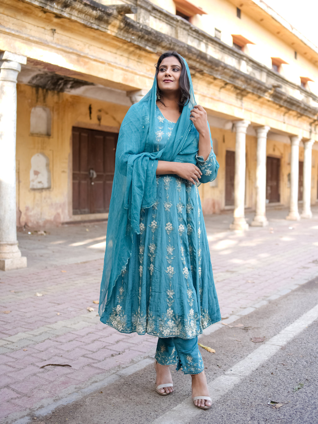 Satin grace Anarkali set