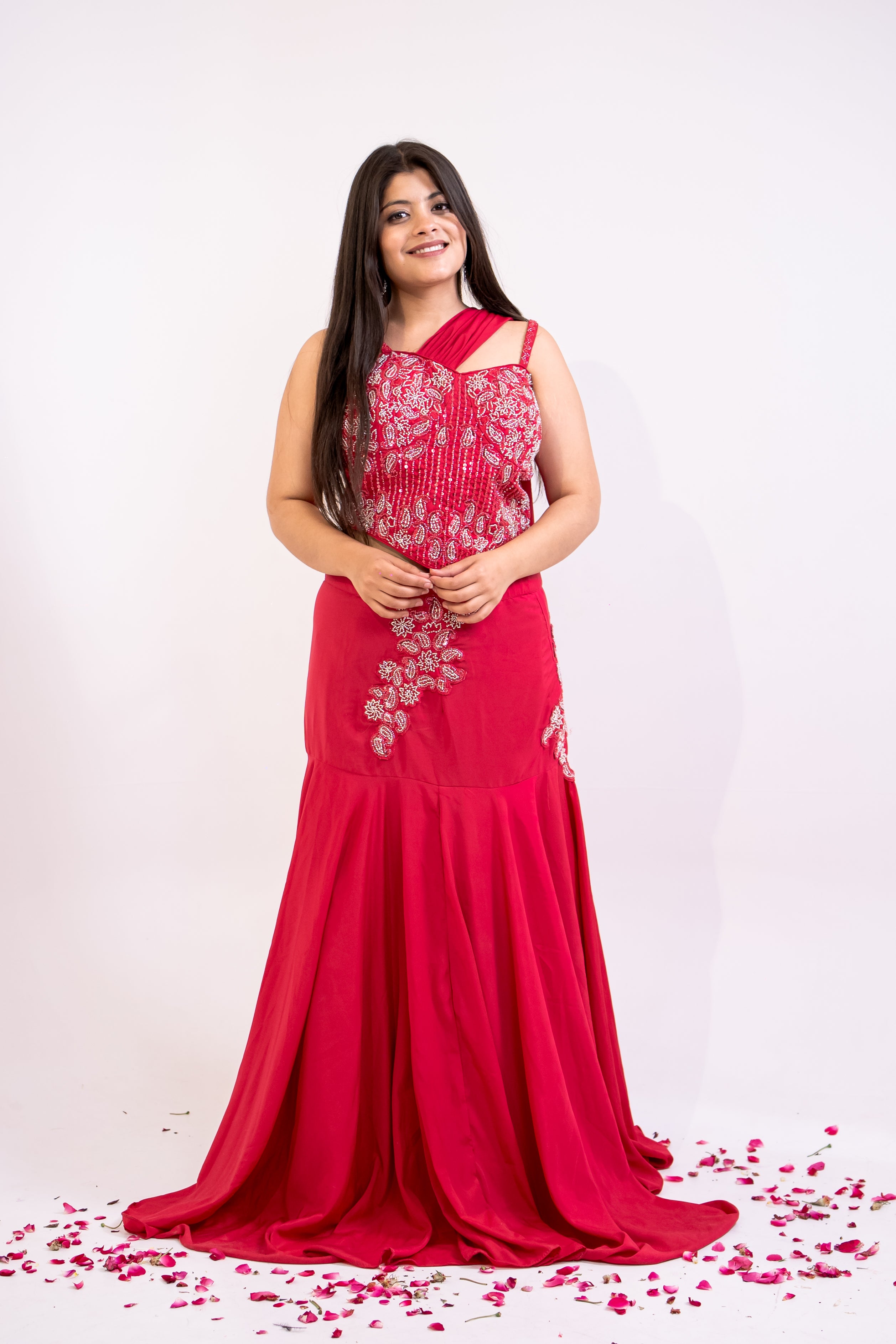 Rani pink bustier fish cut lehenga