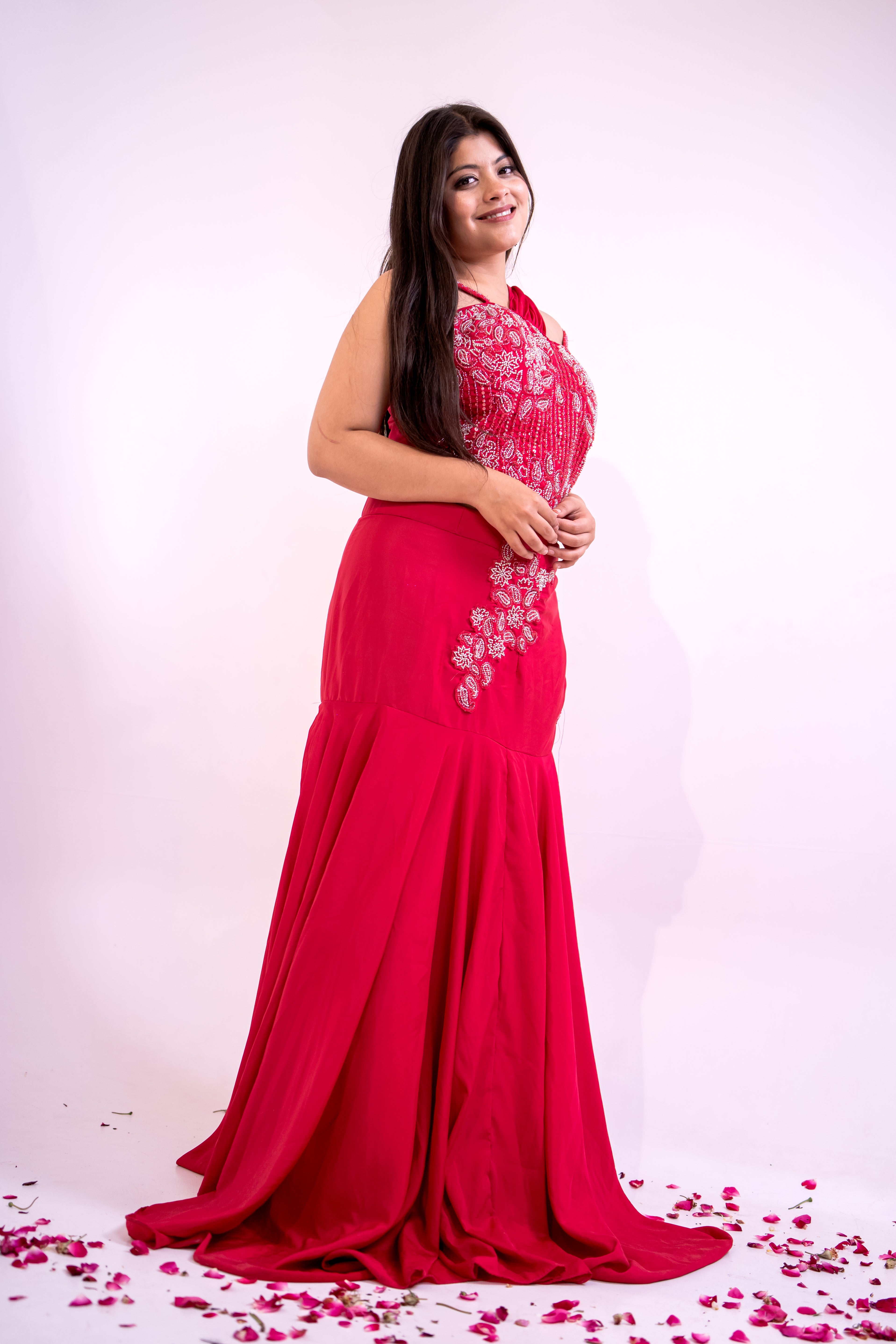 Rani pink bustier fish cut lehenga