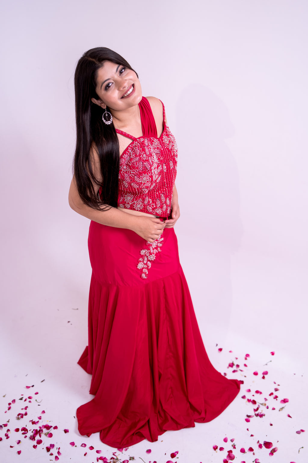 Rani pink bustier fish cut lehenga