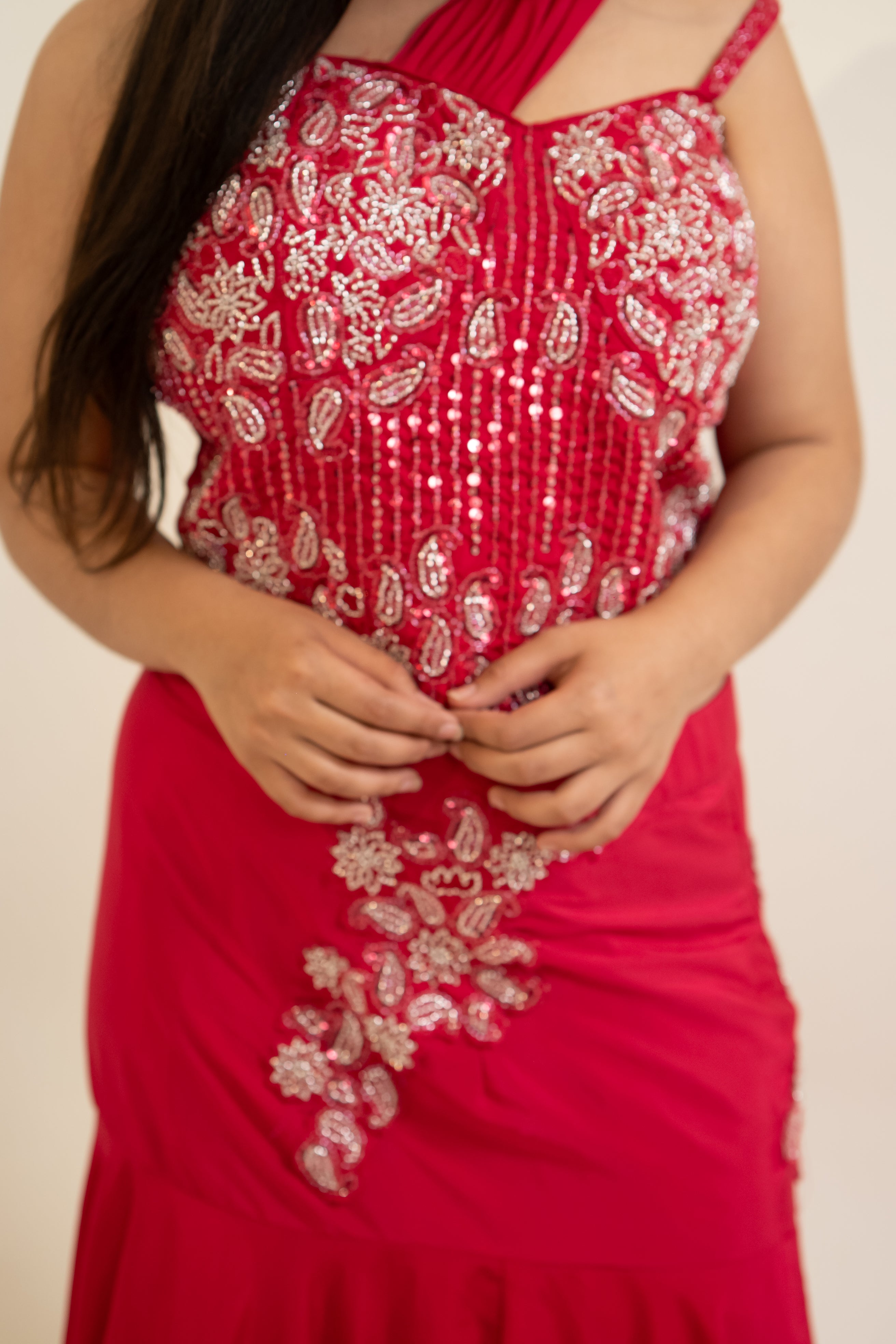 Rani pink bustier fish cut lehenga