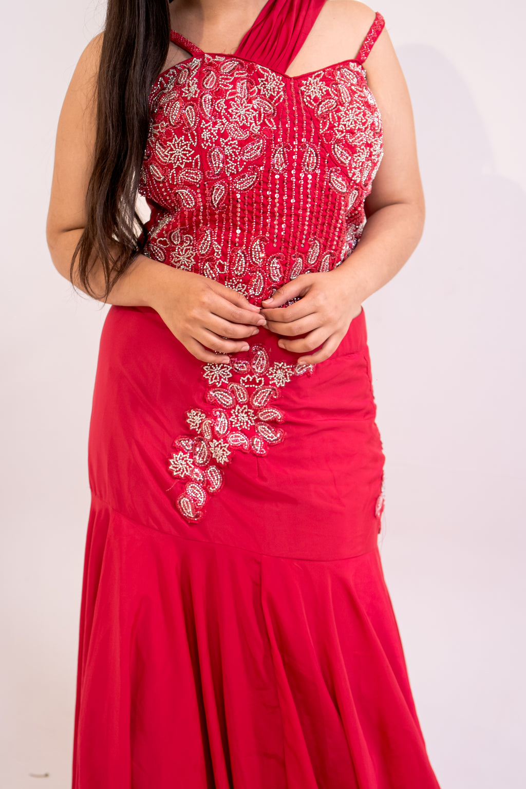 Rani pink bustier fish cut lehenga