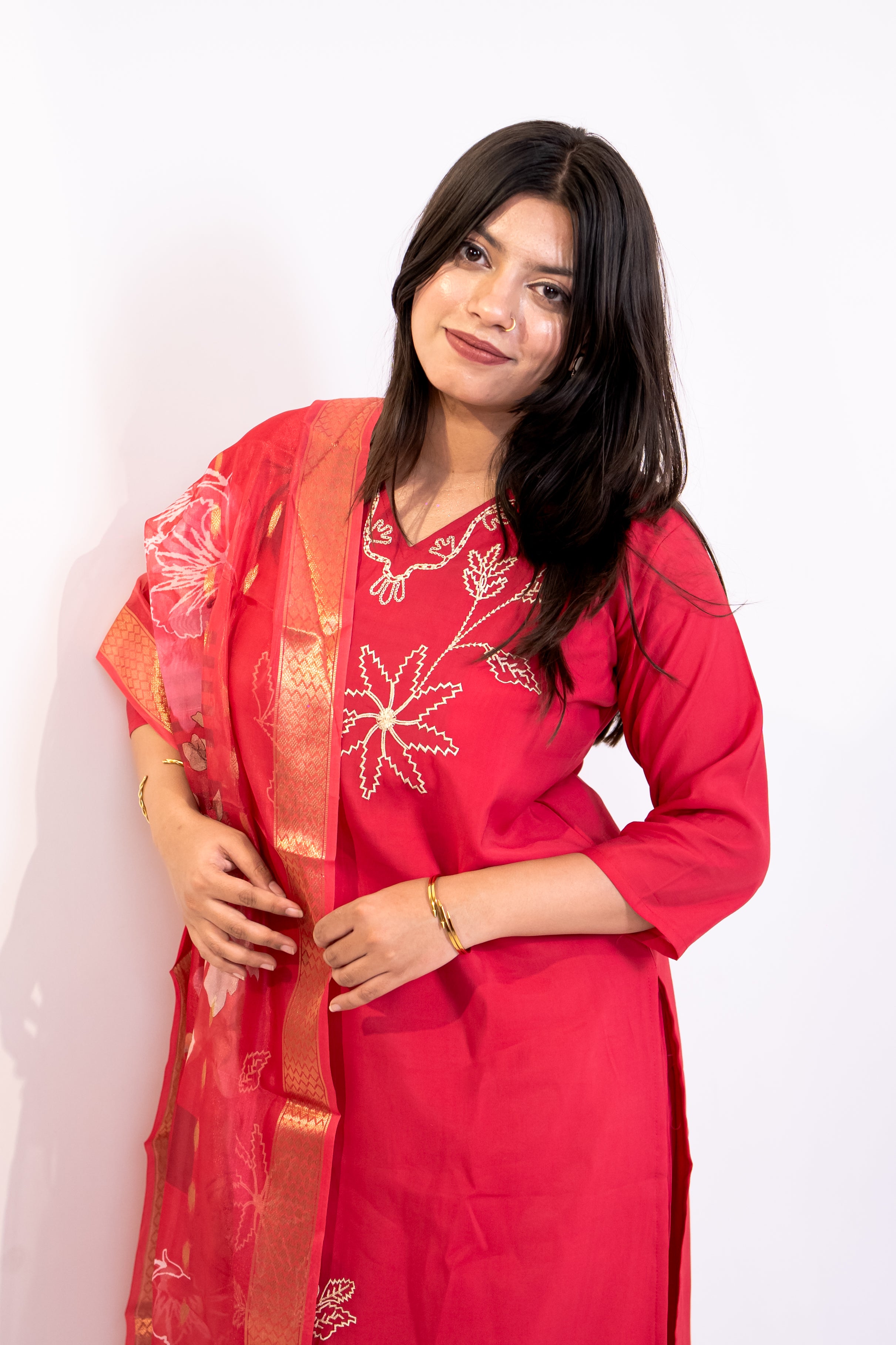 Rani pink blossom cotton suit set