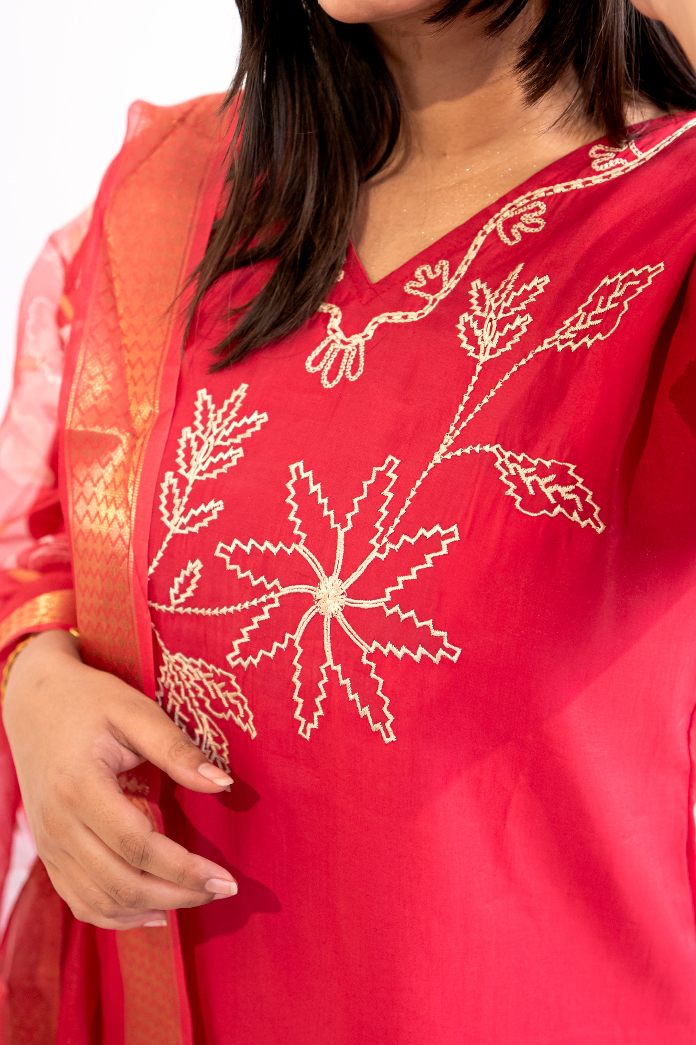 Rani pink blossom cotton suit set