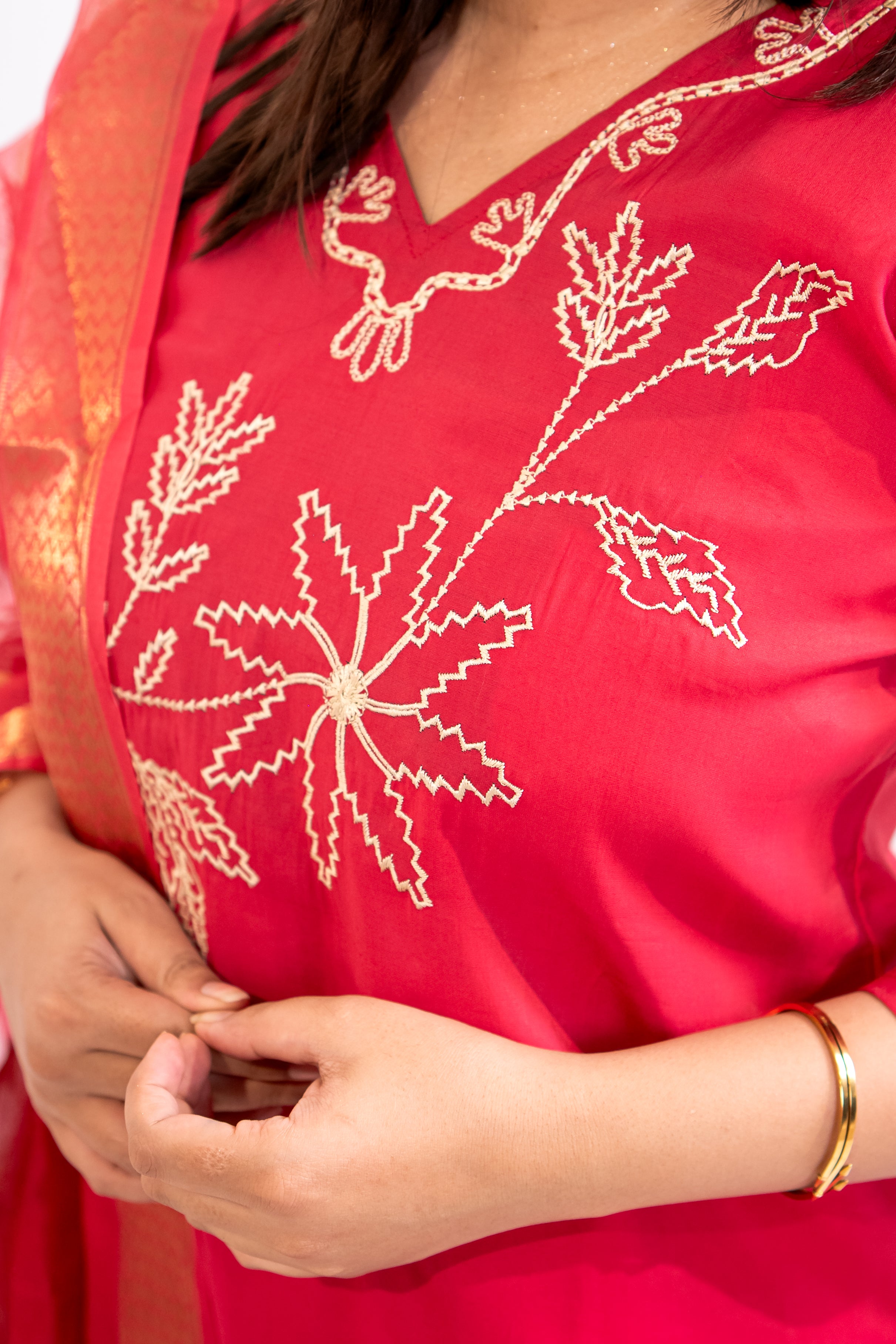 Rani pink blossom cotton suit set