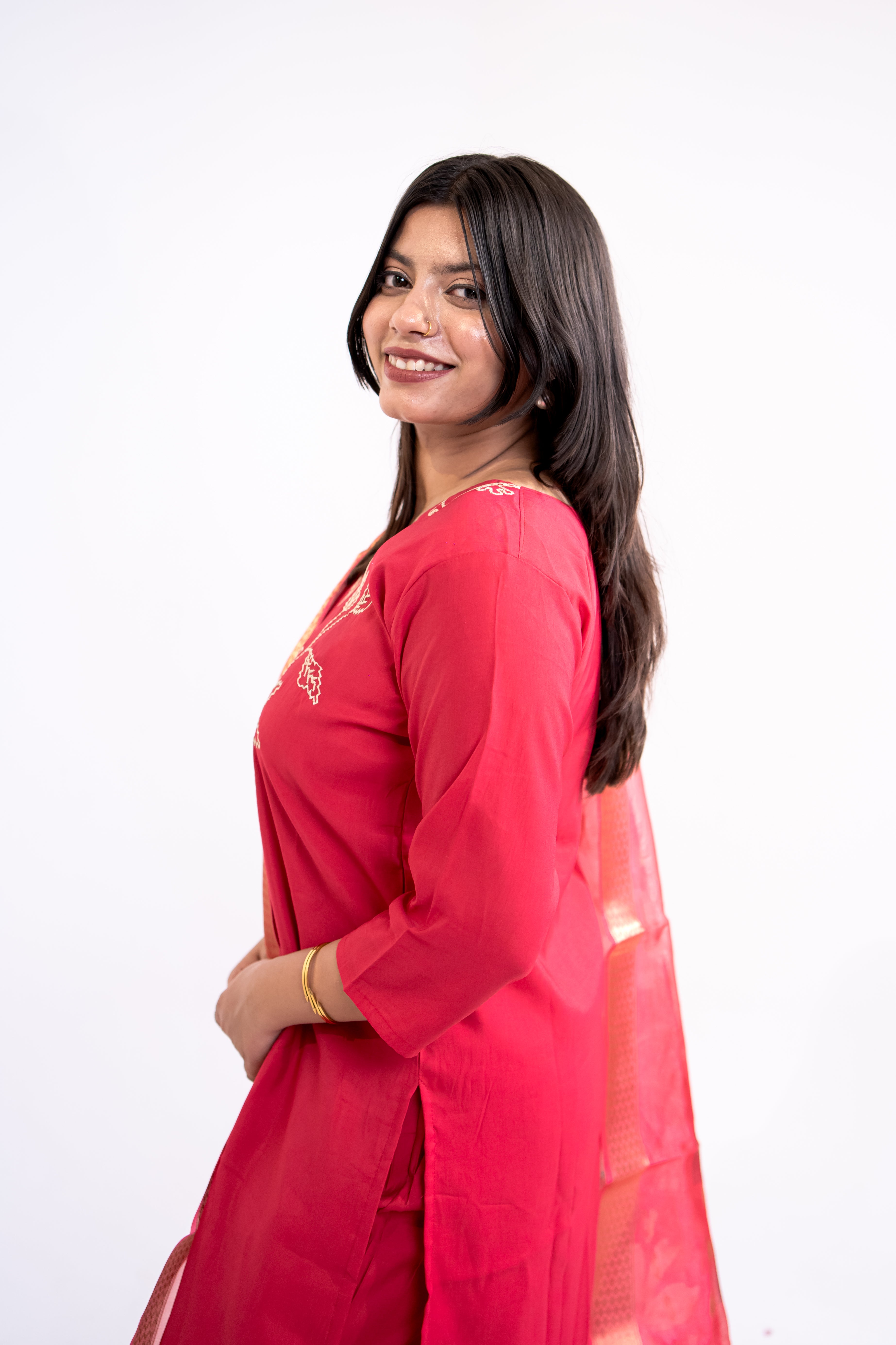 Rani pink blossom cotton suit set