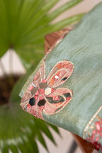 Pastel green bloom embroidered suit set