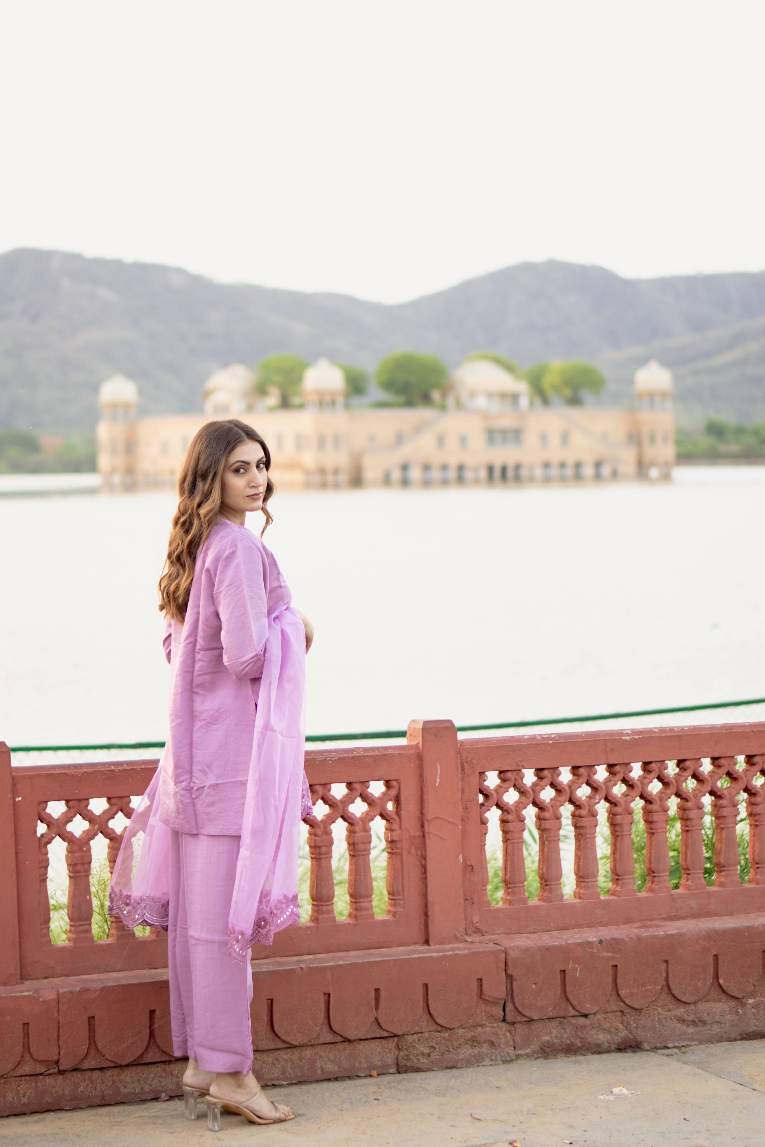 Mauve Elegance Scallop short Kurti Set
