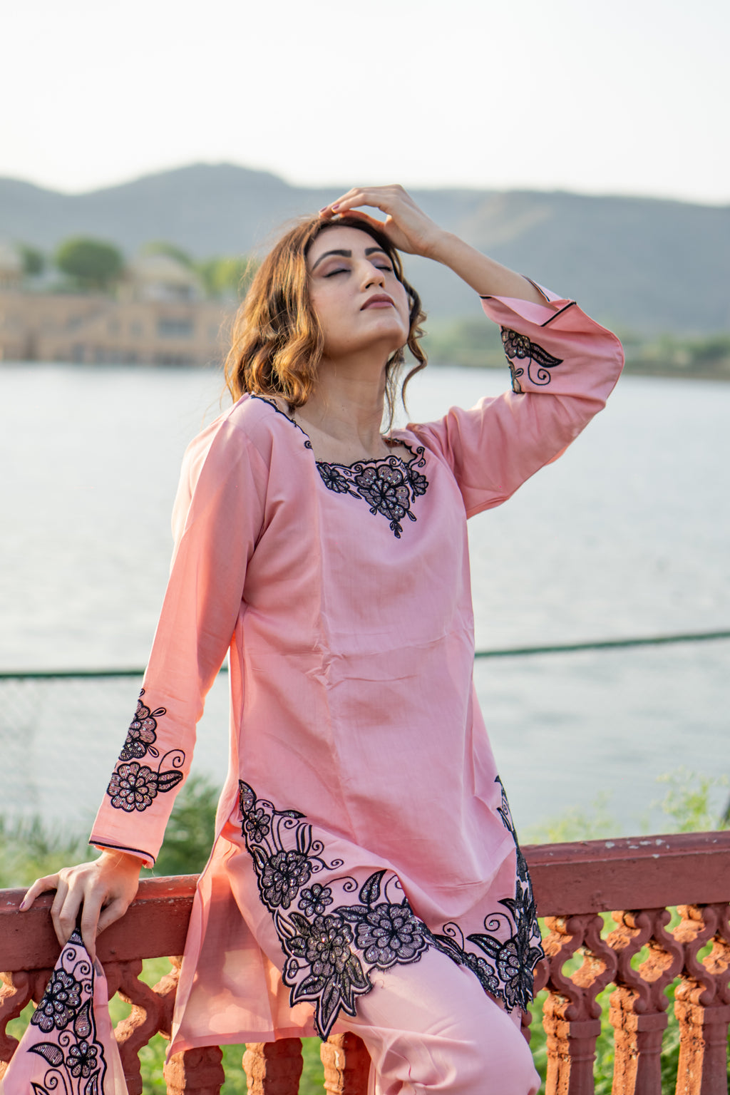 Blush charm cotton short kurti set