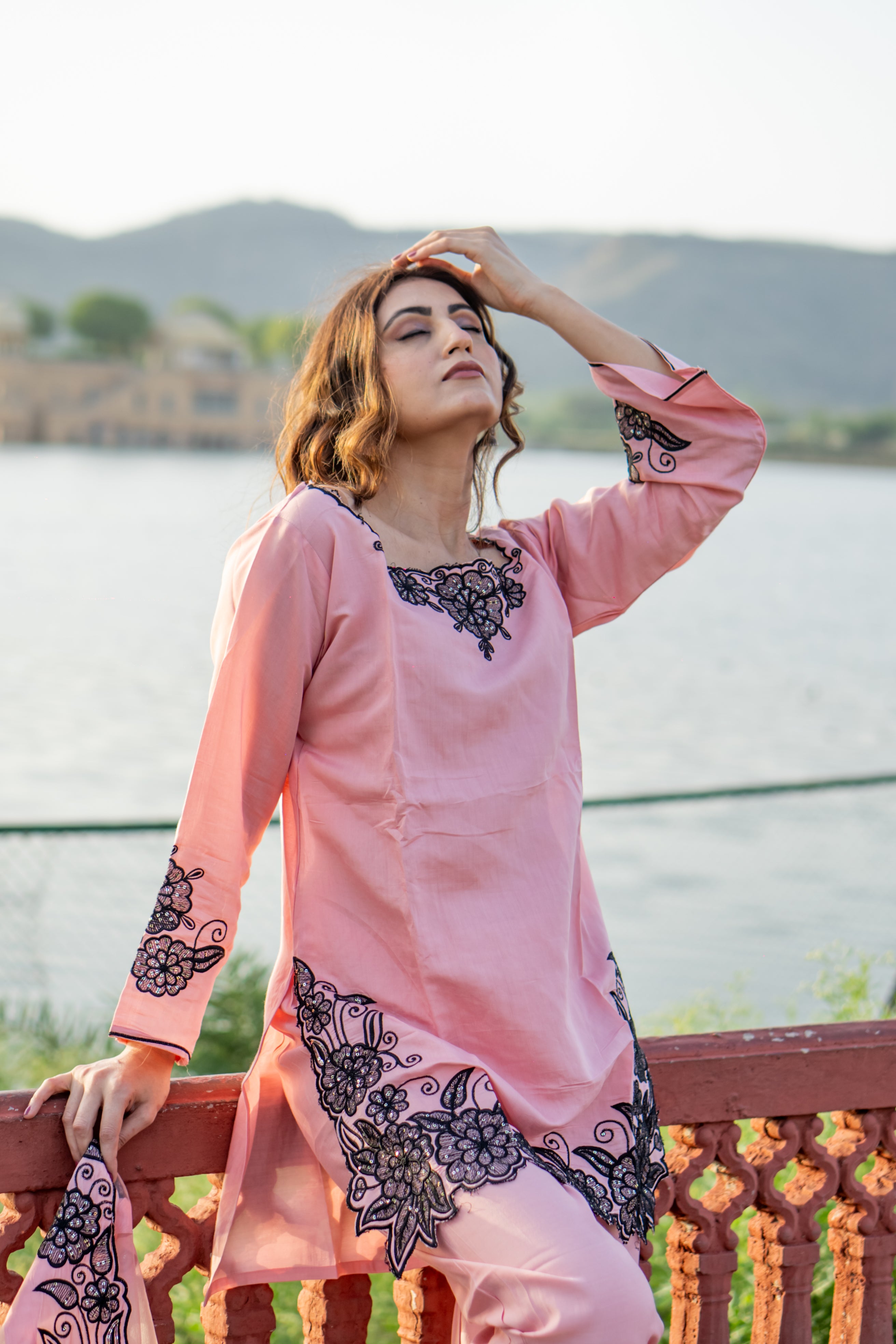 Blush charm cotton short kurti set