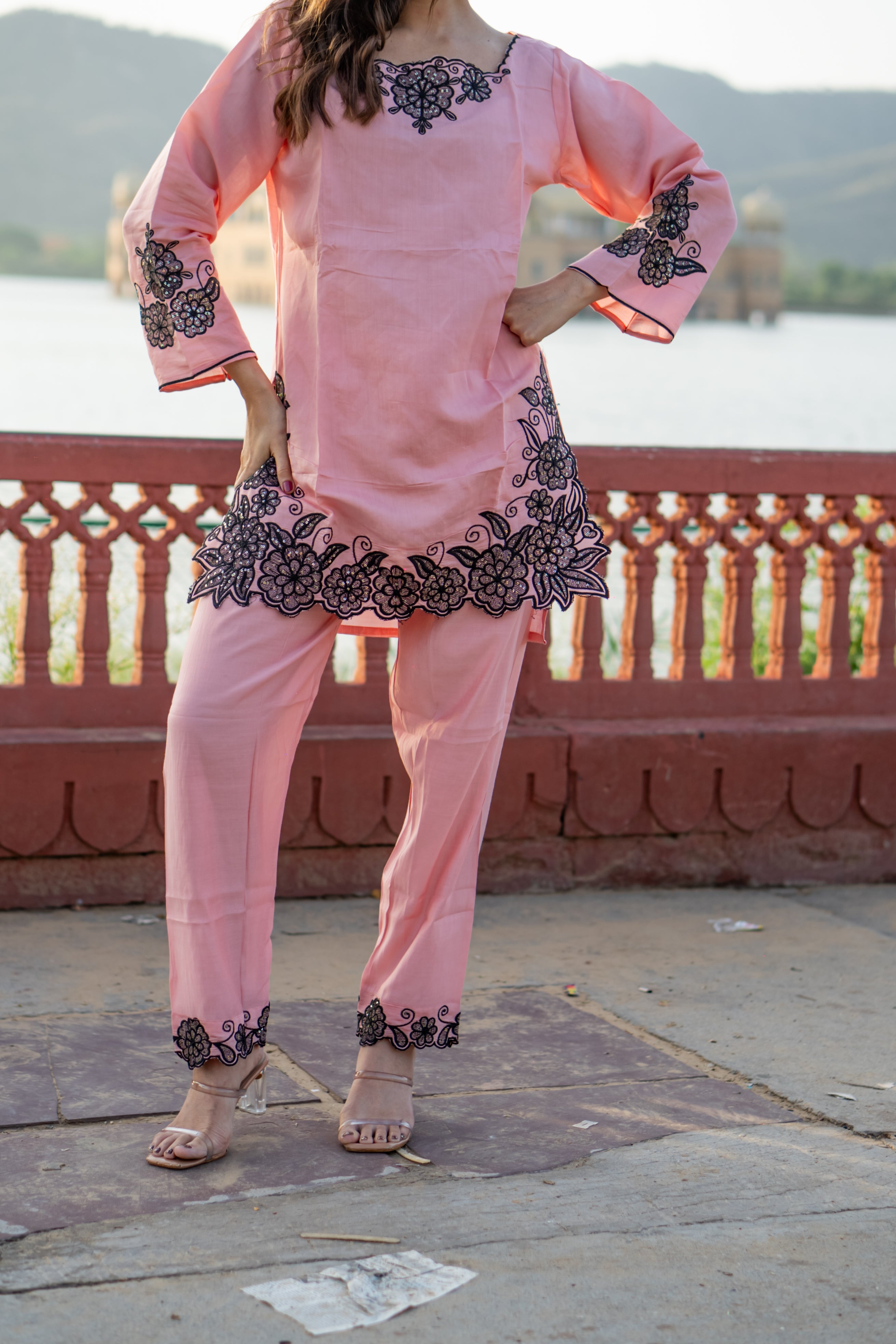 Blush charm cotton short kurti set