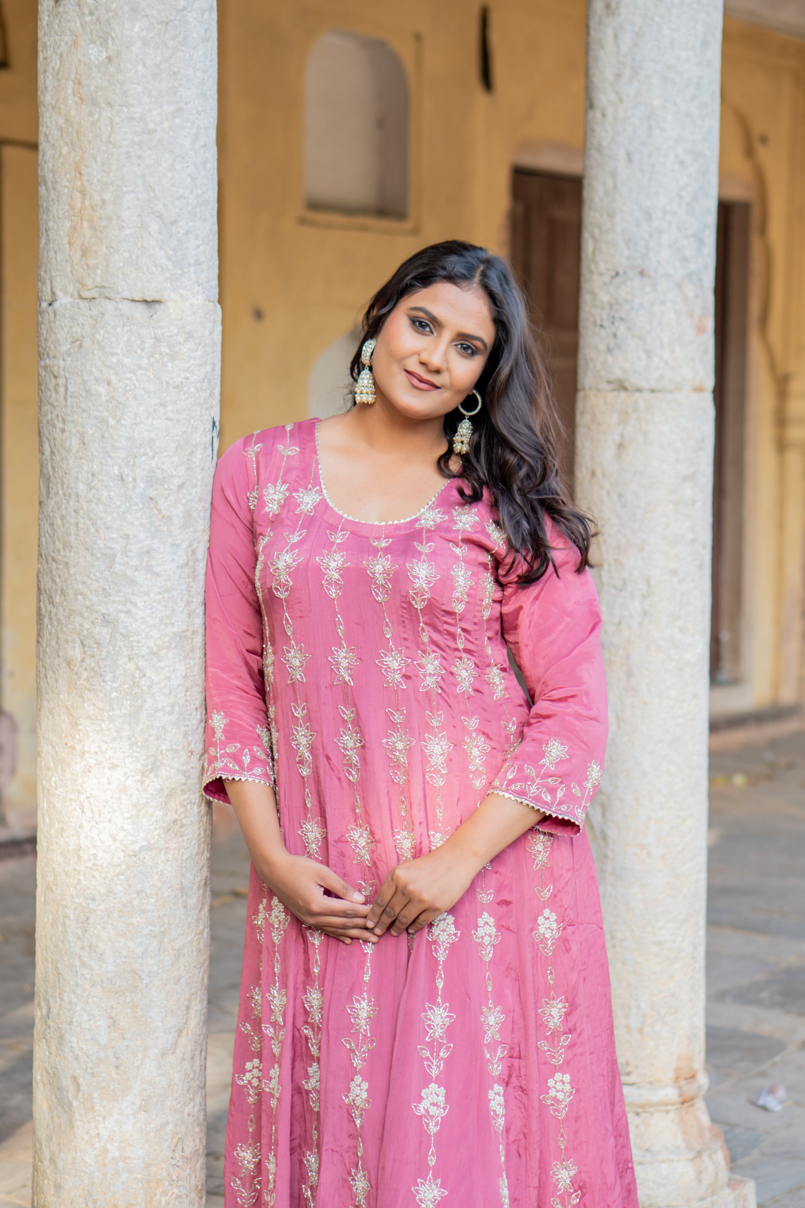 Satin grace Anarkali set